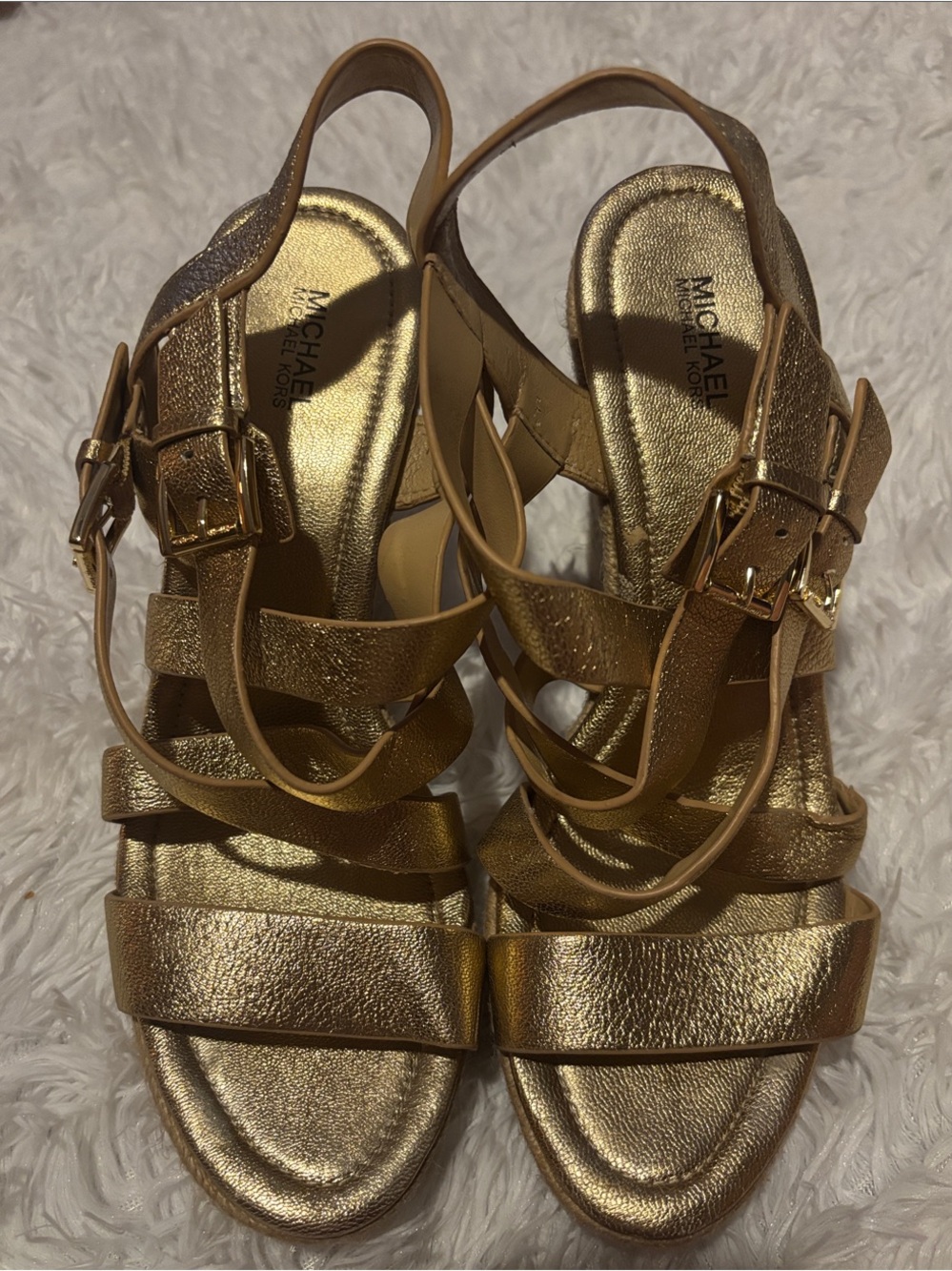 Michael Kors Metallic Gold Strappy Heeled Sandals